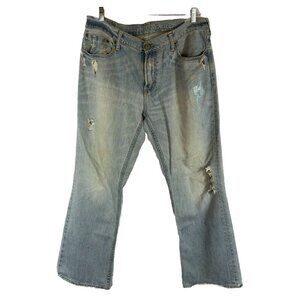 American Eagle Jeans Mens 36x32 Blue Cotton‎ Denim Low Rise Straight Distressed